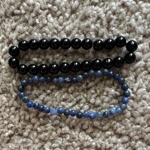 💜 3 for $10 Elegant Black and Blue Beaded Bracelet Duo